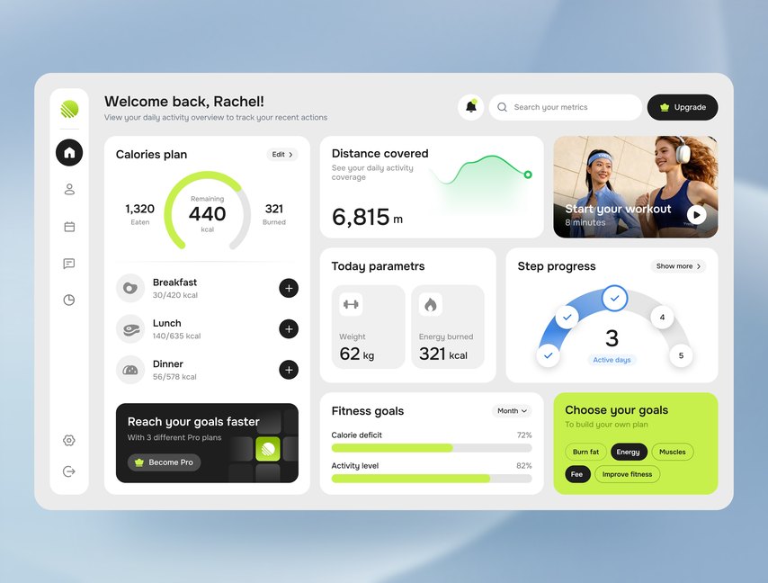 Fitness tracking dashboard concept