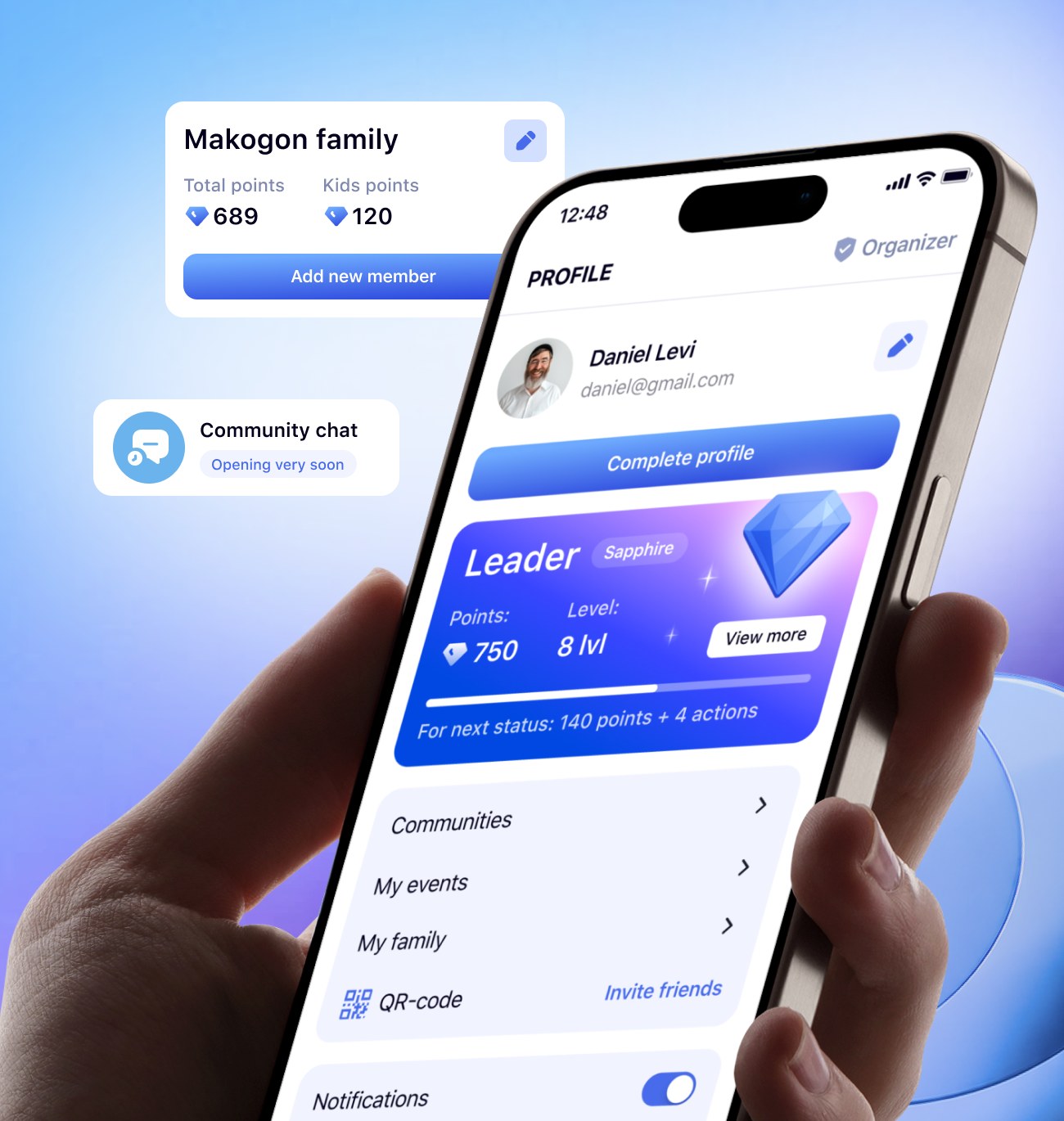 Menorah community app profile screen on a phone